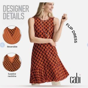CAbi Reversible Dress in Orange and Navy